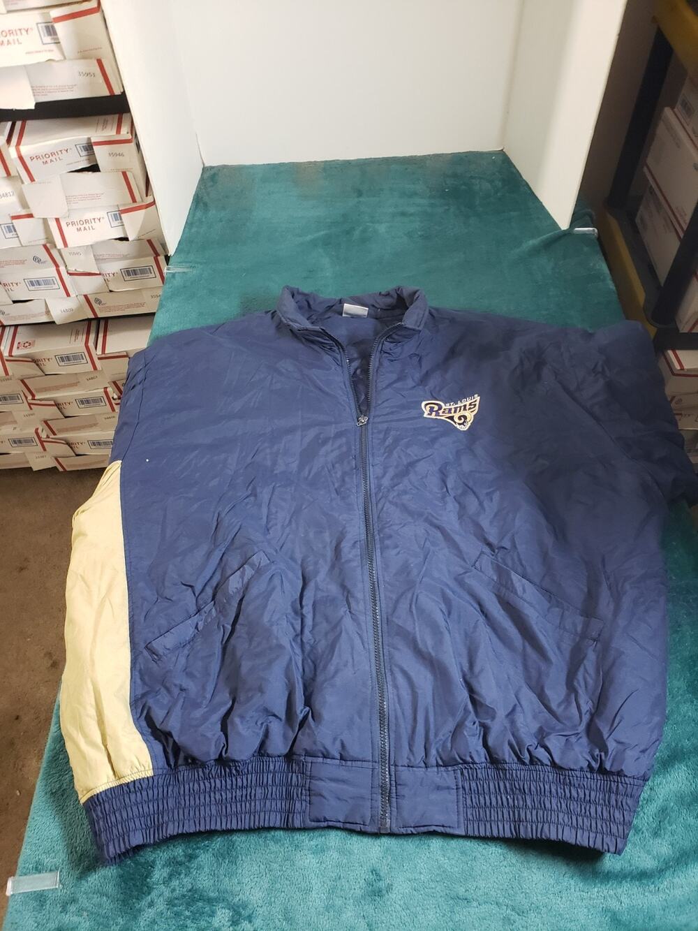 St. Louis Rams Rawling Jacket Size 3XL XXXL Mens Blue Windbreaker Football NFL